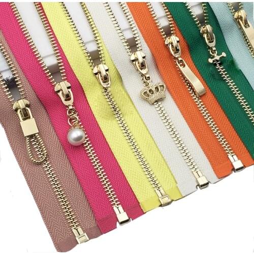 60CM 80CM Metal Zipper Open-End Auto Lock Gold Teeth DIY Bags Purse Garment Decor Zip Sewing Accessories D770
