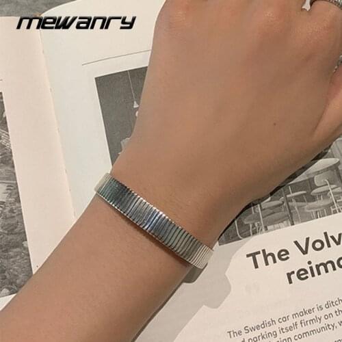 Mewanry 925 Sterling Silver Bracelet for Women New Trend Elegant Vintage Creative Stripe Party Jewelry Birthday Gifts Wholesale