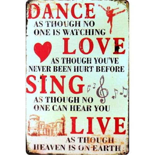 [ Mike86 ] DANCE LOVE SING LIVE Metal POSTER Gift PUB Wall art Painting Craft Bar Decor B-206 Mix order 20*30 CM