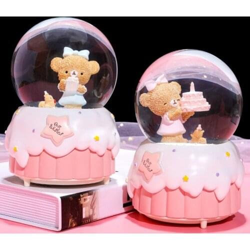 Cute Creative Music Box for Girlfriend Birthday Gift Snow Globe Music Box Glass Student Caixa Musica Home Decoration DM50MB