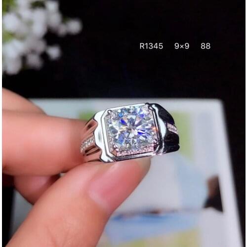 Fashion Man Moissanite Ring for Party 3ct D Color Moissanite Man Ring Solid 925 Silver Man Moissanite Jewelry Gift for Boyfriend