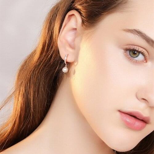Womens Fashion Classic Hoop Earrings CZ Stone Pearl Small Huggies Charming Rose Gold Earring Stud Accessories Female Jewelry