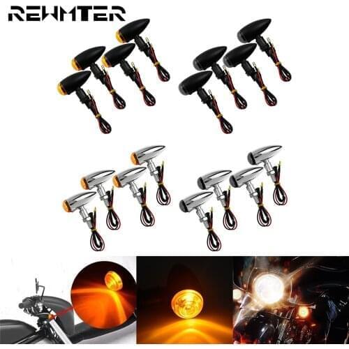 Motorcycle Metal Bullet Turn Signals Indicators Blinker Lamp Lights 12V 4PCS For Harley Cruiser Chopper For Yamaha For Honda