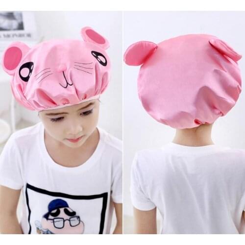 Cartoon Shower Cap Double Layer Creative Models Waterproof Satin Cute Washing Cap Childrens Bath Cap Head Cover Eva Shower Cap