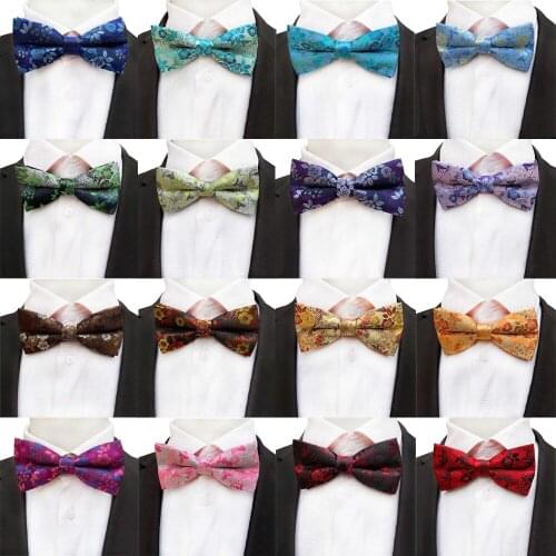 Men Colorful Floral Adjustable Bow Tie Wedding Party Pre-tied Bowties With Box BWTHZ0350