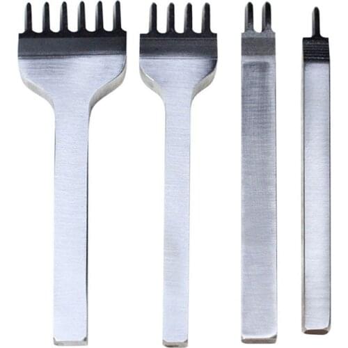 3/4/5/6mm Leather Craft Tool Set Stainless Steel Hole Chisel Graving Stitching 1/2/4/6 Prong Hole Punch Tools Kit HFing