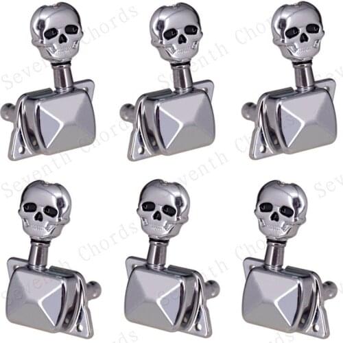 A Set Skull Button Semiclosed String Tuners Tuning Pegs Keys Machine Heads for Acoustic Guitar
