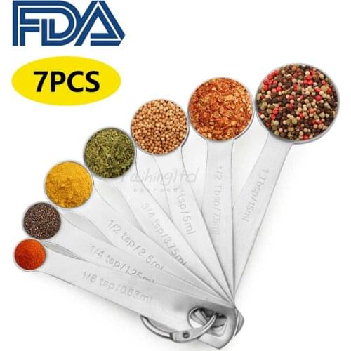 7 pcs Measuring Spoons Set Stainless Steel Measuring Spoon for Bakery Baking Tea Coffee Kitchen Measuring Tools Drop Shipping