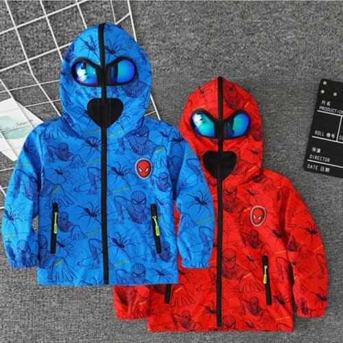2021 New Childrens Jacket Baby Jacket Spiderman Cardigan Cotton Boy Cartoon Jacket Boy Hooded Sweatshirt Jacket