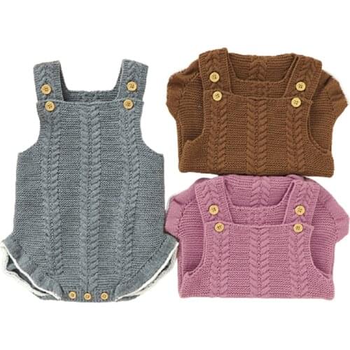 Baby Girls Clothes Autumn Baby Triangle Lace Jumpsuit Newborn Bodysuits Toddler Knitted Outfits One Piece Wear