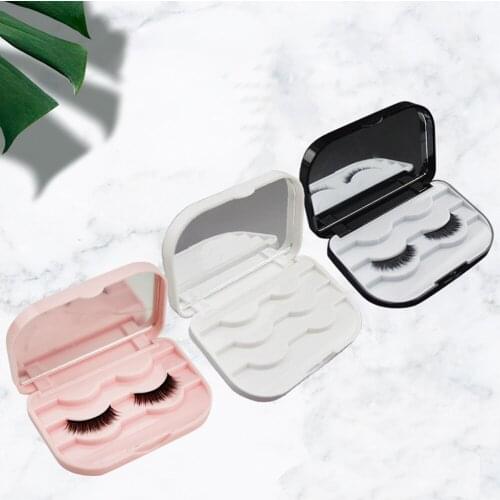 1pc Plastic Makeup False Eyelashes Travel Lashes Holder Case Container Storage Organizer Box Makeup Cosmetic With Mirror