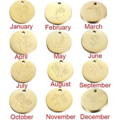 Bithday flower disc birthday flower pendant jewelry making 24pcs/lot 15mm New December birthday flower corrosion accessories