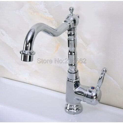 Polished Chrome Single Hole Single Handle 360 Swivel Spout Kitchen Sink Bathroom Vessel Basin Faucet Mixer Tap Lnf928