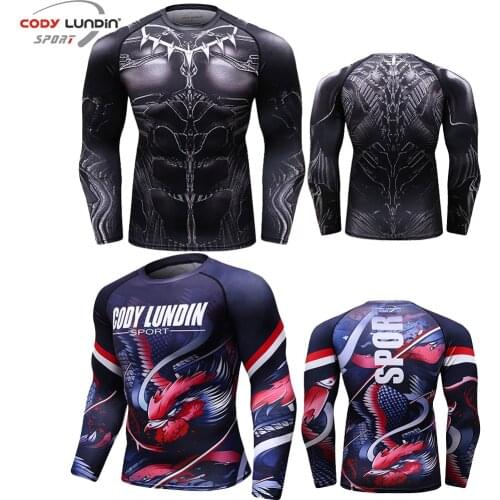 Rashguard T-shirt MMA Jiu Jusit T-shirts Men Long Sleeev Breathable Boxing jerseys Muay Thai Sauna suit King boxing mma clothing
