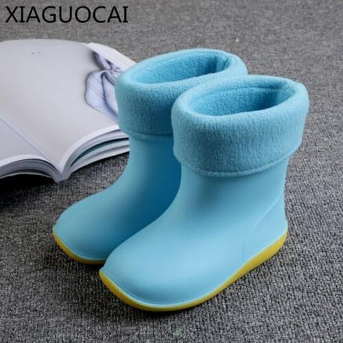 Newest Autumn winter Kids Rain Boots Warm Cotton Rainboots Children Non-slip Waterproof Girls Baby Boys Toddler Water shoes