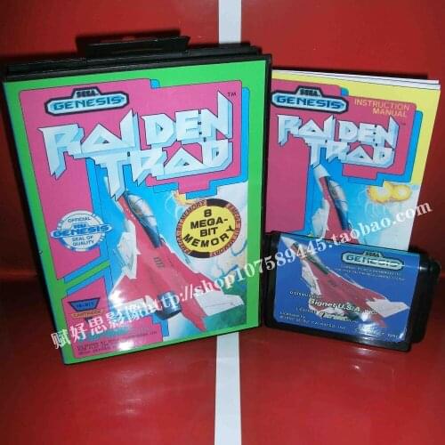 Sega MD game - Raiden trad with Box and Manual for 16 bit Sega MD game Cartridge Megadrive Genesis system