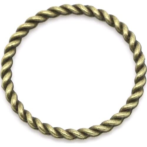Doreen Box Lovely Jewelry Rings Antique Bronze Stripe Carved 25mm Dia,50PCs (K02094)