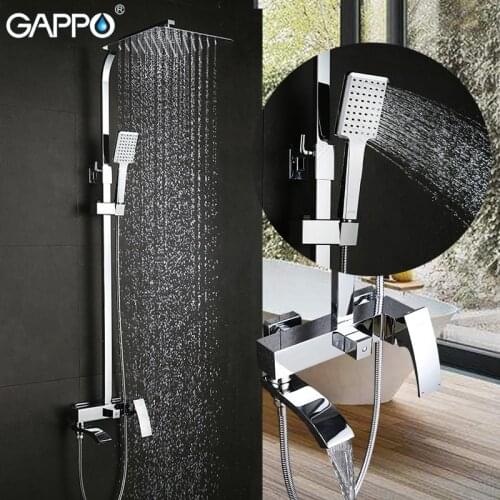 GAPPO Shower Faucet Set Waterfall Wall Bathtub Faucet Mixer Tap Bath Shower Mixer Head Chrome Bathroom Shower Set G2407 G2407-8