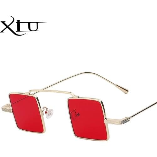 XIU Unique Vintage Sunglasses Men Square Shades Classic Steampunk Sunglasses Women Brand Designer Fashion Sea Color Lens UV400