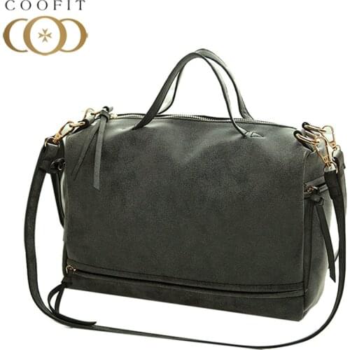 Coofit Fashion Female Shoulder Bag Nubuck Leather women handbag Vintage Messenger Bag Motorcycle Crossbody Bags Women Bag Sac
