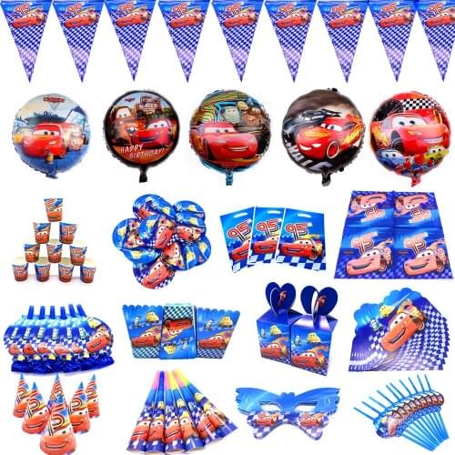 Disney Cars McQueen Theme Set Decoration Party Supplies Cups Plates Straws For Birthday Party Decorations Kids Baby Shower Gift