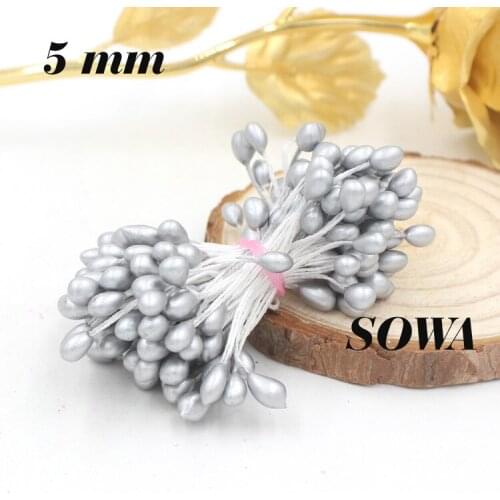 2016 New Design Size 5mm Silver Color Double Heads Pearl Flower Stamen For Wedding Decoration And DIY Pistil Stamen (450pcs/Lot)