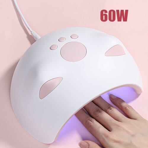 60W UV Nail Lamp Nail Dryer 20 Lamps Beads For Curing UV Gel Nail Polish USB Smart Timing With LCD Digital Display Nail Art Tool