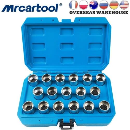 MR CARTOOL 17pcs Wheel Lock Lug Nuts Key Socket For Land Rover Discovers Range Rover Aurora Car Wheel Anti-Theft Screws Remover