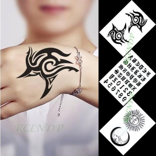 Waterproof Temporary Tattoo Sticker Totem Alphanumeric Sun Moon Tattoo Stickers In Hand Flash Tattoo Fake Tattoo for Men Women