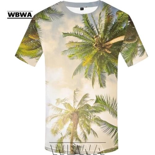 WBWA Brand Coconut Trees T shirt Sunlight Tops Beach Tees Hawaii Clothes Clothing Tshirt Men 3d T-shirt Mens Hip hop Ftness