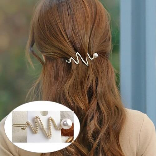 100pcs/lot DIY Simple Multi Drill Pearl Letters Hair Clips Wave Hairpin Hair Styling Tools Accessories HA1386