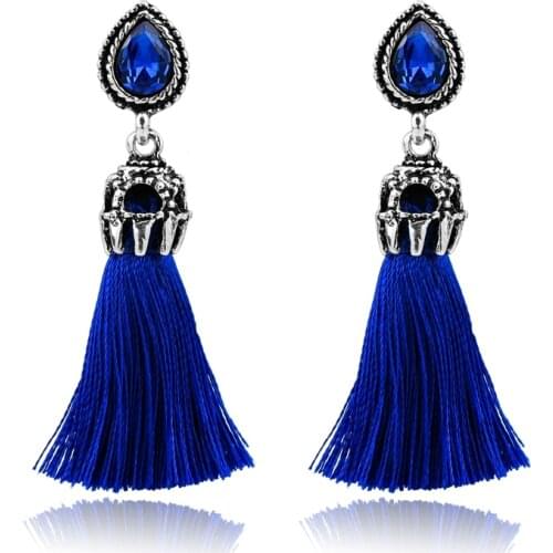 Szelam Water Drop Long Earrings Blue Crystal Tassel Dangle Earring For Women Brincos Pendientes 2019 Hot Fashion SER160098