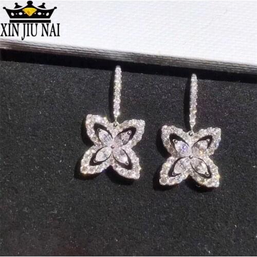 S925 sterling silver clover diamond tassel earrings 2020 new hot sale wave earrings feminine cute party ins earrings