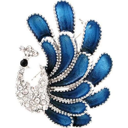 Women Korean Fashion Elegant Crystal Peacock Love Rhinestone Brooch Pin Gift New Trend
