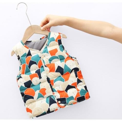 Girls Vest Childrens Down Warm Jacket Winter Autumn Waistcoats For Boy Baby Outerwear Cute cartoon Kids vest TZ736