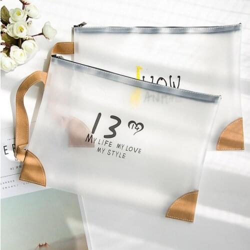 1pcs A4 Paper Bag a5 South Korea Student Portable Transparent Paper Bag Zipper Exam Kits Portfolio Office supplies