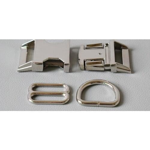 100 Suit （Metal Buckle+8 Buckle+D Ring Set) Adjustment DIY Accessories High Quality Plated Metal Accessories-Sliver
