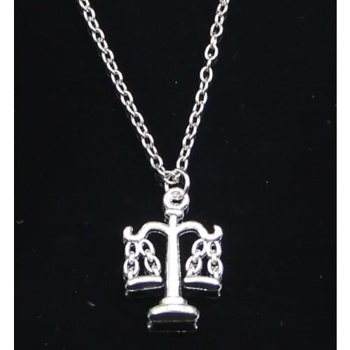 20pcs New Fashion Necklace 22x17mm libra scales of justice Pendants Short Long Women Men Colar Gift Jewelry Choker