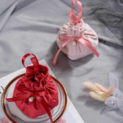 2021 New Creative Red/Pink Fashion 12x14cm/14x16cm Velvet Bags Drawstring Pouch Jewelry Packing Bags Wedding/Christmas Gift Bags