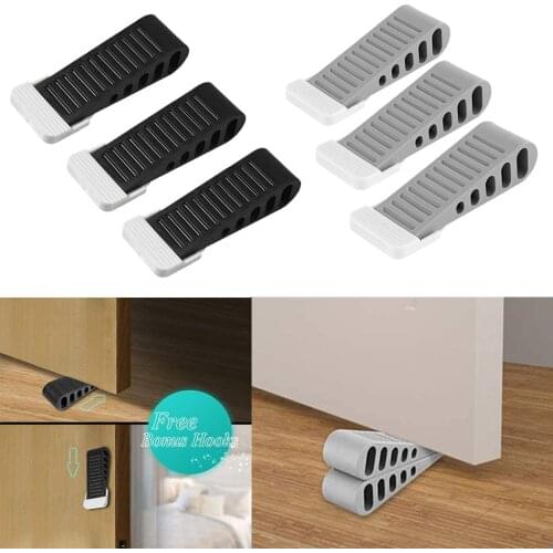 3x TPR Rubber Door Stoppers Heavy-duty Door Wedges Non-slip for Home School