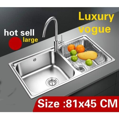 Free shipping Apartment luxury kitchen double groove sink do the dishes 304 stainless steel hot sell large 810x450 MM
