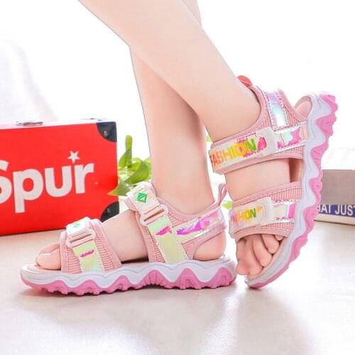 New Summer Kids Sandals For Girls Princess Leather Casual Shoes Fashion Girls Sandals Rainbow Sole Childrens Beach Shoes