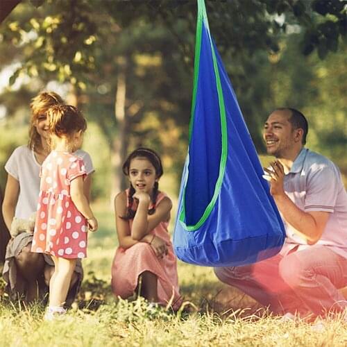 Kids Durable Hammock Swing Pod Chair 100% Cotton Hammock Pod with Air Cushion for Childfor Indoor and Outdoor Reading Book Rest