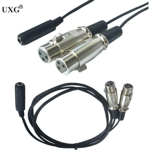 Dual 3-Pin XLR Female to 1/4" 6.35mm Female Jack Plug TRS Audio Y Cable Cord 0.3m 1.5M 3M