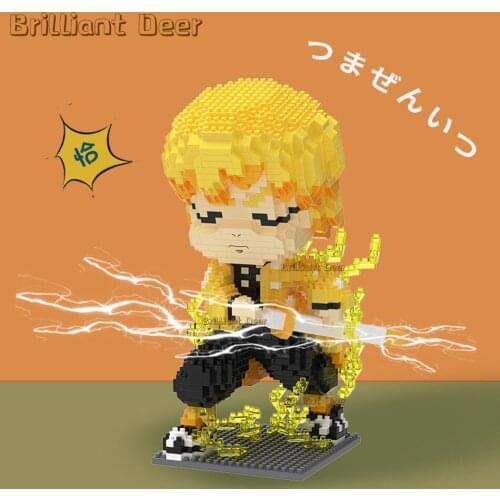 Japan Anime Demon Slayer Kamado Tanjirou Nezuko Inosuke Zenitsu Figures Micro Size Diamond Building Blocks Toys for Children