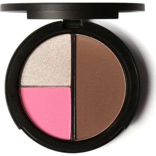 FOCALLURE 3 Colors Shimmer Bronzers and Highlighters Powder Makeup Blusher Highlighter for Palette Contour