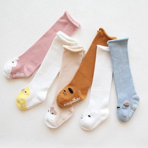 Newborn Baby Boys Girls Socks Knee High Cotton Sockings Socks Leg Warmer Toddlers Long Socks Anti Slip Cute Cartoon Non-Slip