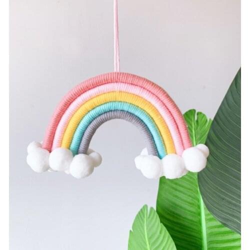 INS Nordic Woven Cloud Rainbow Tapestry Wall Hanging Pendant Kids Room Decoration Ornament Nursery Decor Wind Chimes Photo Props