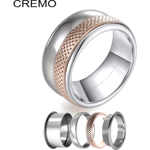 Koaem Fashion Stackable Rings Women Stainless Steel Ring Jewelry Band Multilayer Statement Love Layers Ring Anillos