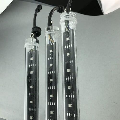 30mm DC12V addressable 1.5M long 3D SK6812 RGB meteor tube light;96pcs SK6812 LEDs/48pixels;with 4 core 13.5mm male connector